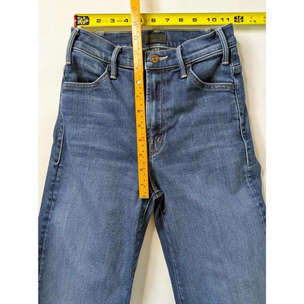 MOTHER Hustler Roller Heel 24 Blue High Rise Wide Leg Clean Hem Full Length 31" - Picture 9 of 15